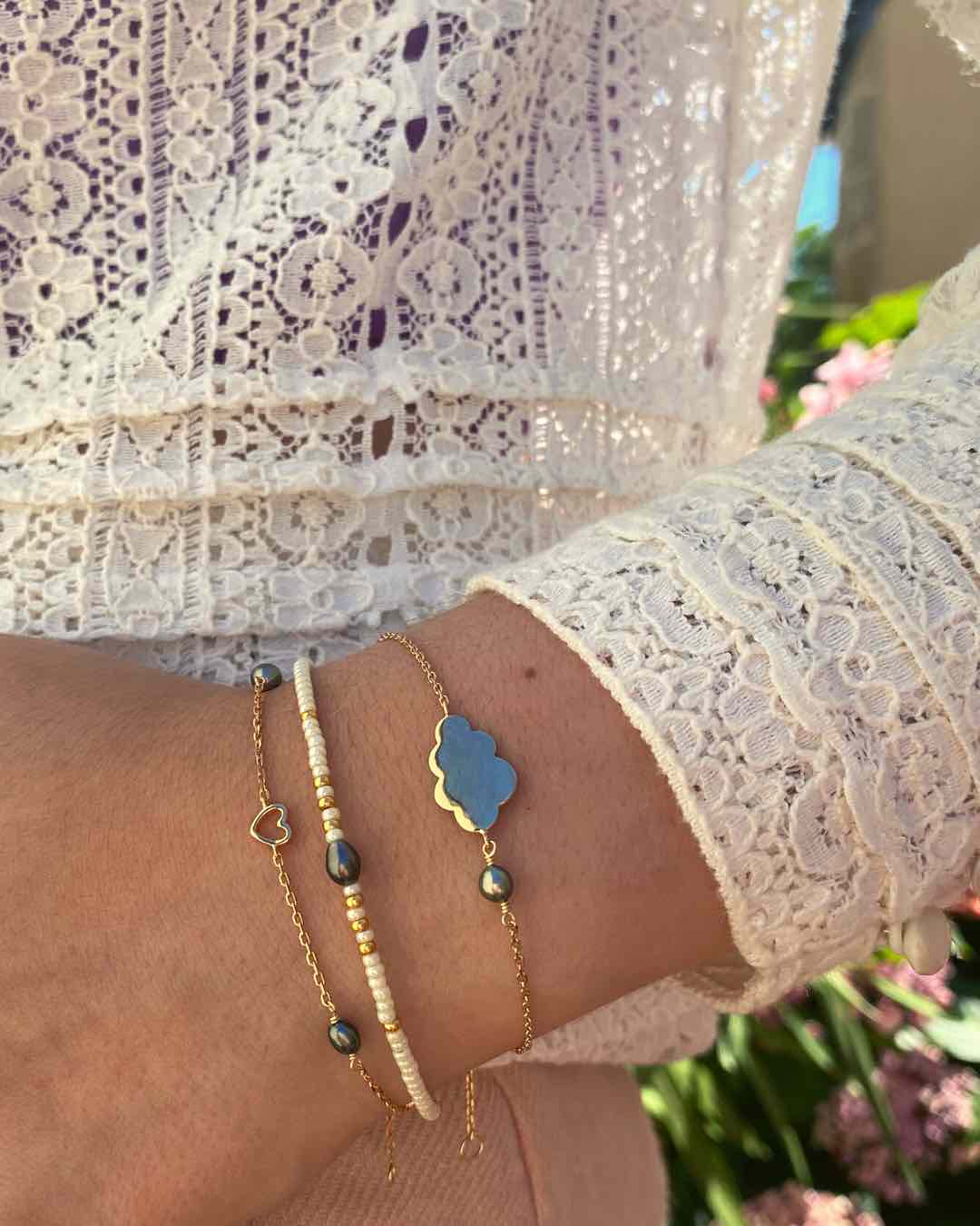 Bracelet Ethnique En Nacre De Thaïlande Koh Lanta - Couleurs Vert Et Beige, Artisanal, Neuf Avec étiquettes - Bijou Voyage